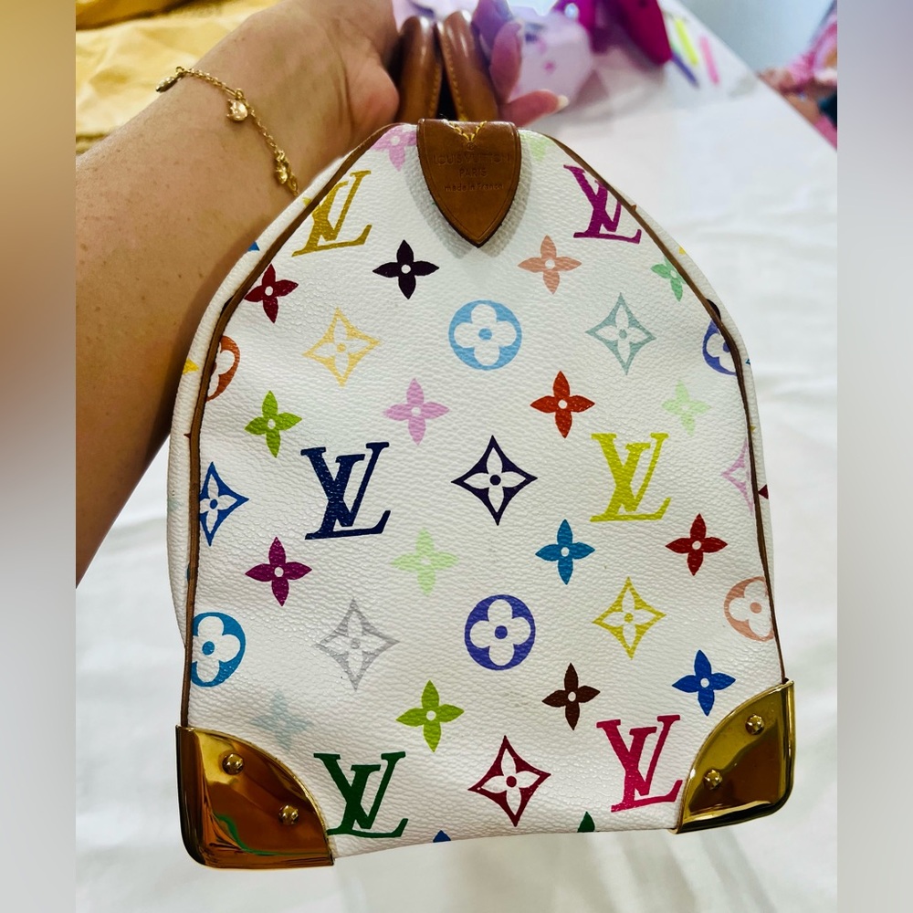 Louis Vuitton Murakami Multicolor Speedy 30 White Monogram Bag Vintage Rare - Picture 5 of 16